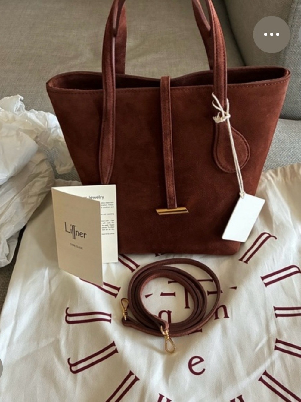Little Lifner Rust suede mini sprout tote